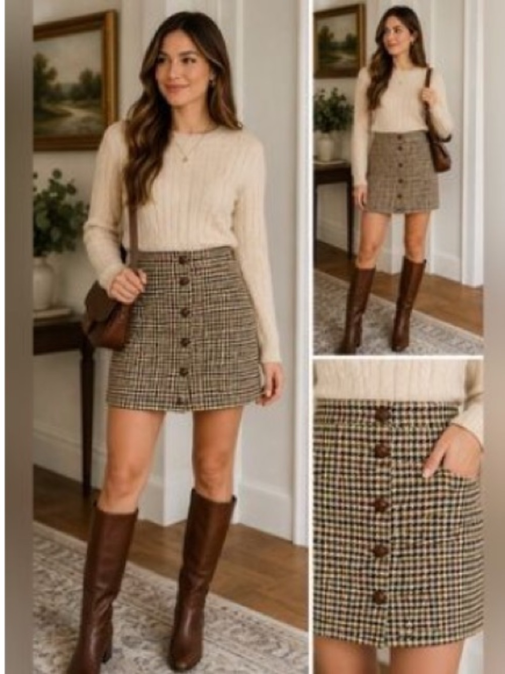 Talbots Multicolor Houndstooth Button-Front Mini Skirt!